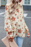 Elegant Floral Bandage Half A Turtleneck Blouses(4 Colors)