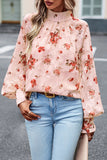 Elegant Floral Bandage Half A Turtleneck Blouses(4 Colors)