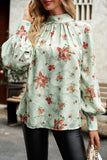 Elegant Floral Bandage Half A Turtleneck Blouses(4 Colors)