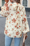 Elegant Floral Bandage Half A Turtleneck Blouses(4 Colors)