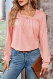 Casual Solid Fold Square Collar Tops