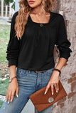 Casual Solid Fold Square Collar Tops