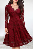 Celebrities Elegant Solid Lace V Neck A Line Dresses(5 Colors)