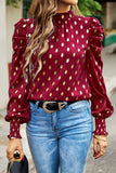 Elegant Polka Dot Fold Half A Turtleneck Blouses(6 Colors)