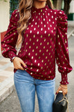 Elegant Polka Dot Fold Half A Turtleneck Blouses(6 Colors)