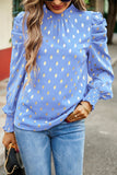 Elegant Polka Dot Fold Half A Turtleneck Blouses(6 Colors)