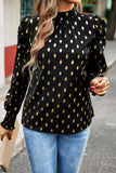 Elegant Polka Dot Fold Half A Turtleneck Blouses(6 Colors)