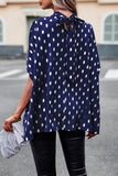 British Style Elegant Polka Dot Bandage Mandarin Collar Blouses(5 Colors)