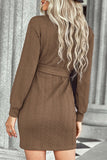 Solid Bandage Half A Turtleneck Long Sleeve Dresses(4 Colors)