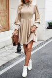 Elegant Solid Half A Turtleneck A Line Dresses