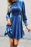 Elegant Solid Half A Turtleneck A Line Dresses