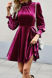 Elegant Solid Half A Turtleneck A Line Dresses