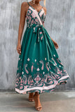 Bohemian College Print Cardigan V Neck Sling Dress Dresses