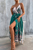 Bohemian College Print Cardigan V Neck Sling Dress Dresses