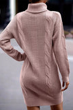 Casual Solid Make Old Turtleneck Long Sleeve Dresses(6 Colors)