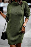 Casual Solid Make Old Turtleneck Long Sleeve Dresses(6 Colors)