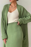 Casual Simplicity Solid Cardigan Collar Long Sleeve Two Pieces(4 Colors)