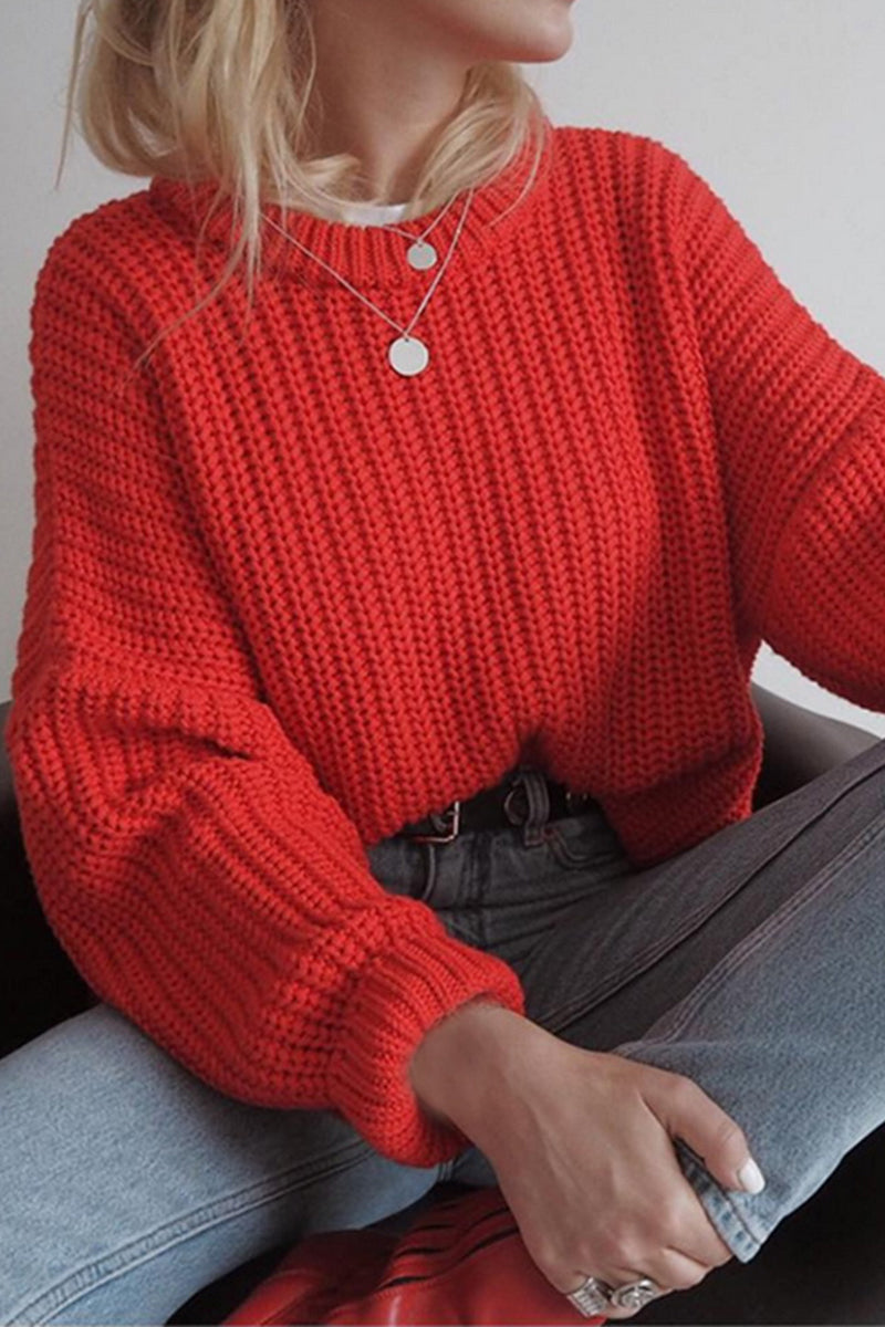 Casual Solid O Neck Sweaters(5 Colors)