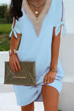 Elegant Solid Slit With Bow V Neck One Step Skirt Dresses(6 Colors)