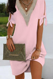 Elegant Solid Slit With Bow V Neck One Step Skirt Dresses(6 Colors)