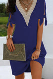 Elegant Solid Slit With Bow V Neck One Step Skirt Dresses(6 Colors)