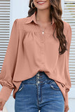 Casual Solid Buttons Shirt Collar Tops