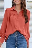 Casual Solid Buttons Shirt Collar Tops