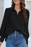 Casual Solid Buttons Shirt Collar Tops