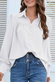 Casual Solid Buttons Shirt Collar Tops