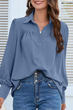 Casual Solid Buttons Shirt Collar Tops