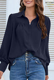 Casual Solid Buttons Shirt Collar Tops