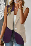 Work Elegant Print Turn-back Collar Tops