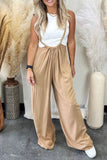 Casual Solid Fold Loose Wide Leg Solid Color Bottoms