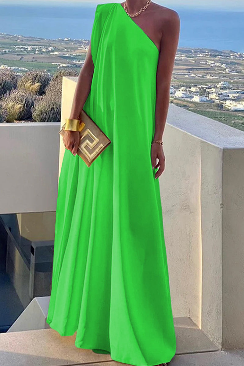 Elegant Simplicity Solid Asymmetrical Oblique Collar Evening Dress Dresses(3 Colors)