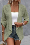 Simplicity Solid Hollowed Out Cardigan Collar Outerwear