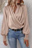 Elegant Solid Fold V Neck Blouses(4 Colors)