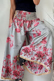 College Floral Loose High Waist Wide Leg Full Print Bottoms