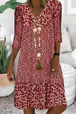 Casual Print V Neck A Line Dresses