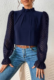 Casual Solid Patchwork Flounce Half A Turtleneck Tops