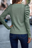 Casual Solid Fold O Neck Tops