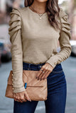 Casual Solid Fold O Neck Tops
