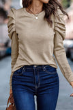 Casual Solid Fold O Neck Tops