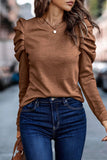 Casual Solid Fold O Neck Tops