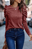Casual Solid Fold O Neck Tops