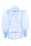 Sexy Solid See-through With Bow Half A Turtleneck Blouses(3 Colors)