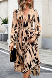 Elegant Geometric Printing V Neck A Line Dresses