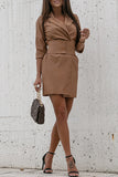 British Style Elegant Solid Frenulum Turn-back Collar Irregular Dress Dresses(3 Colors)