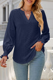 Casual Solid Hollowed Out Stringy Selvedge V Neck Tops