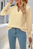 Casual Solid Hollowed Out Stringy Selvedge V Neck Tops