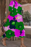 Casual Print Patchwork O Neck A Line Short Sleeve Dress